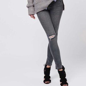 Topshop MOTO Grey Ripped Jamie Jeans